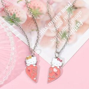 New 2Pcs Hello Kitty Necklace Set - Best Friend - Matching - Valentine's day